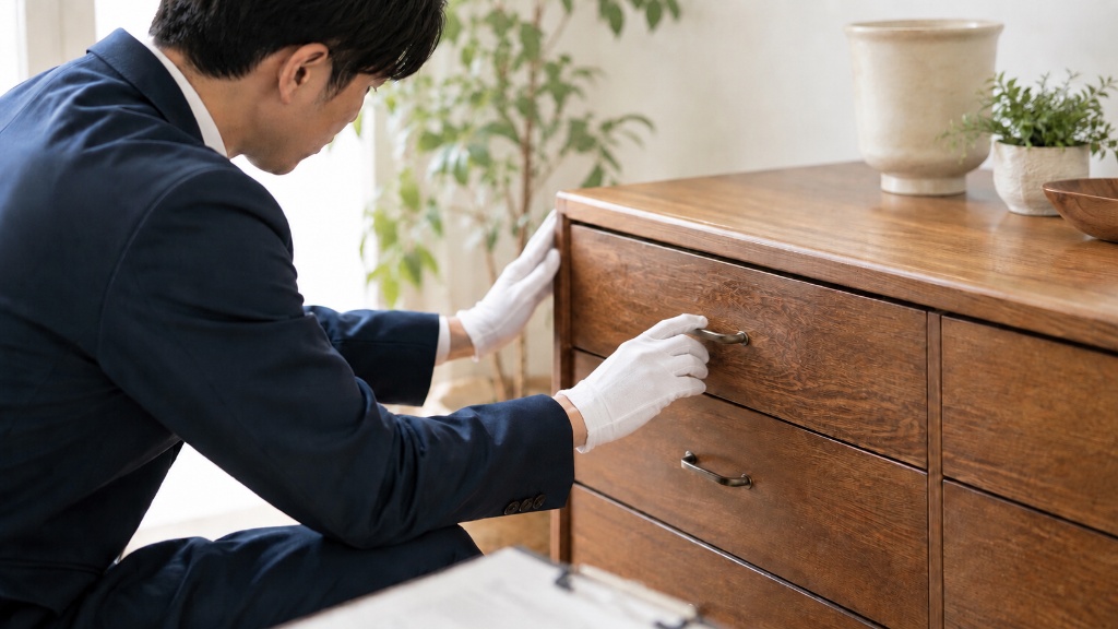 スタッフが家具を査定しているイメージ