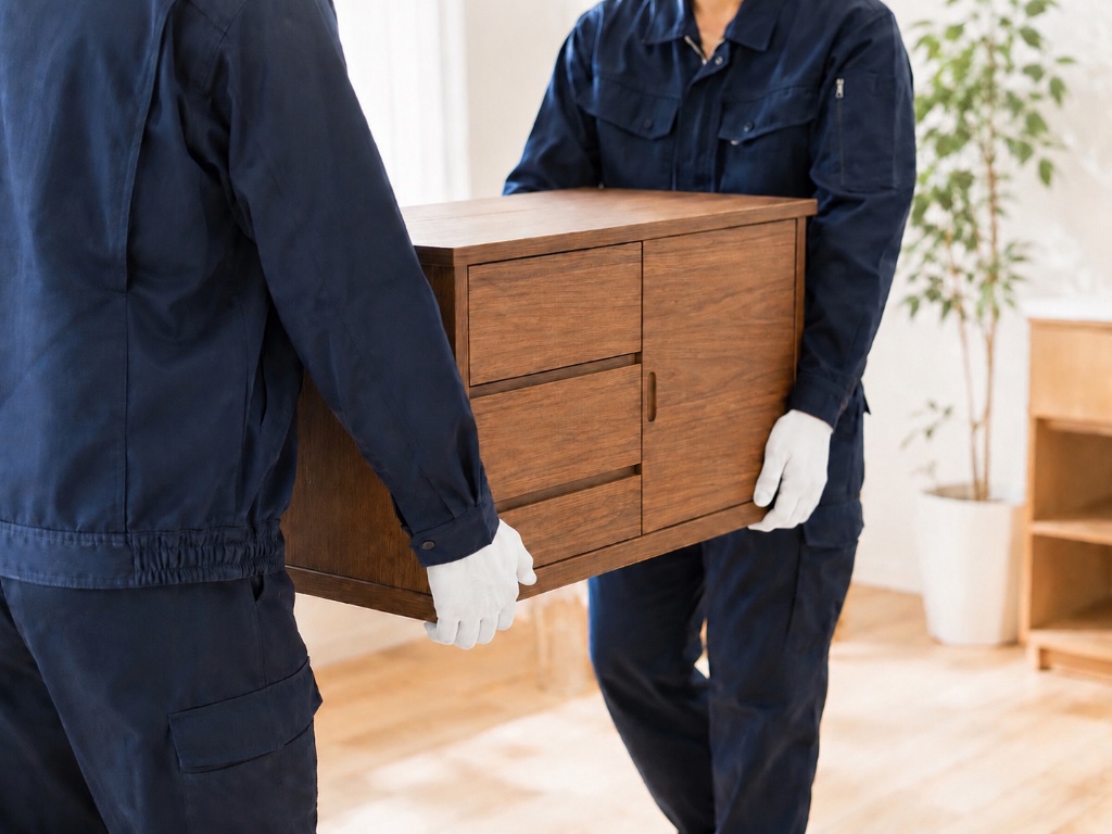 スタッフが家具を搬出しているイメージ